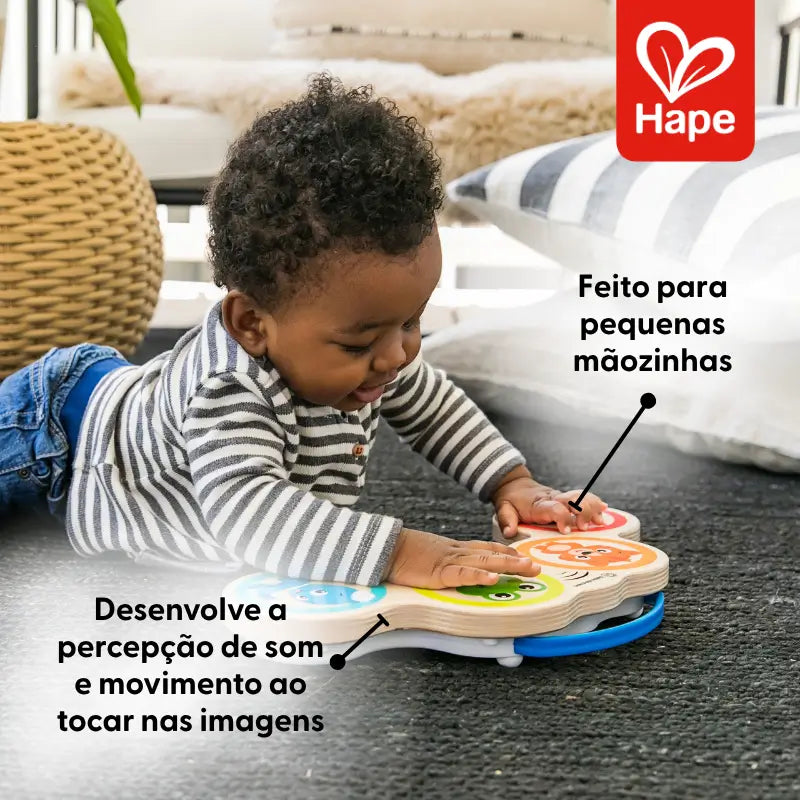 Bateria Musical Infantil de Madeira com Tecnologia Magic Touch Ritmos Guiados – Hape