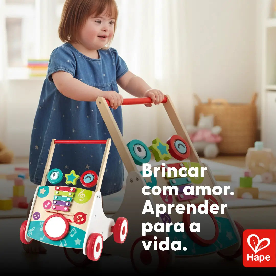 Hape Premium Andador Musical Educativo de Madeira com Atividades para Bebês