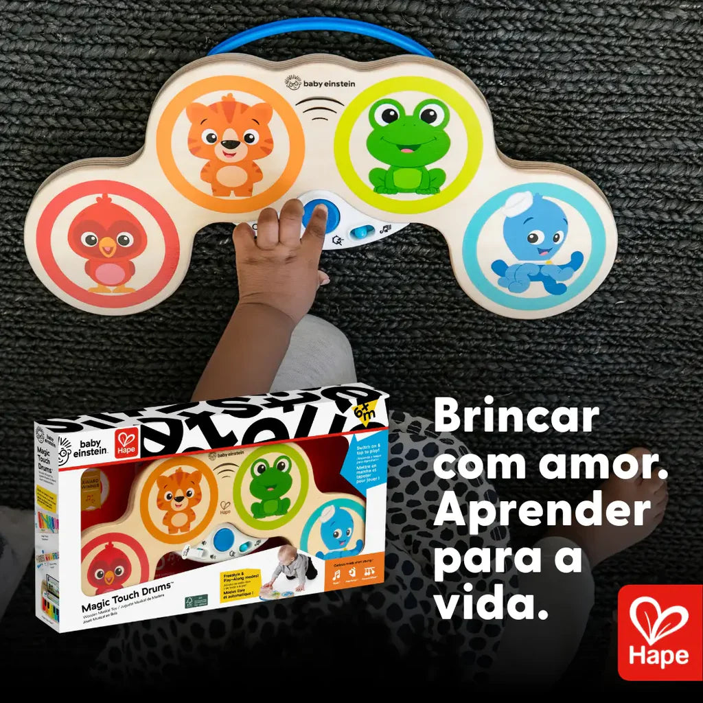 Bateria Musical Infantil de Madeira com Tecnologia Magic Touch Ritmos Guiados – Hape