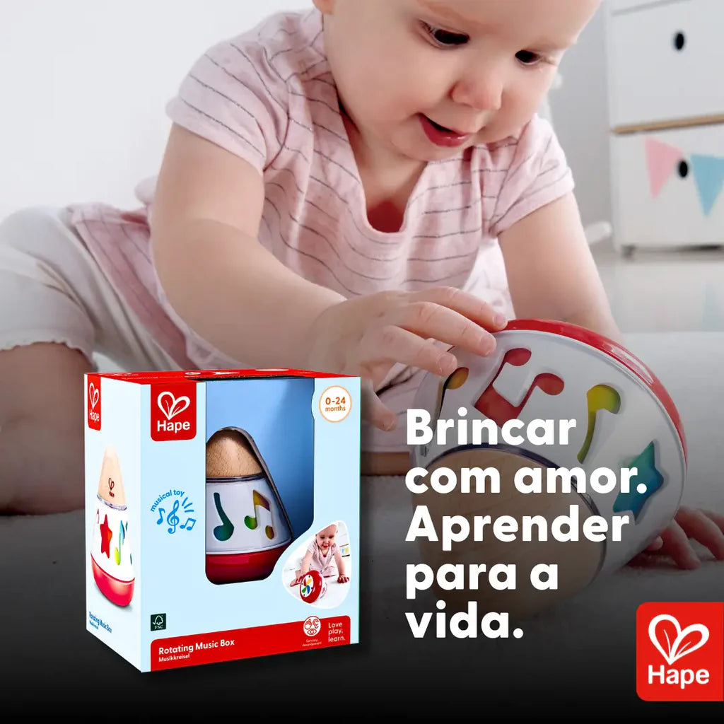 Caixa de Música Giratória Brinquedo Sensorial de Madeira com Design Alemão – Hape