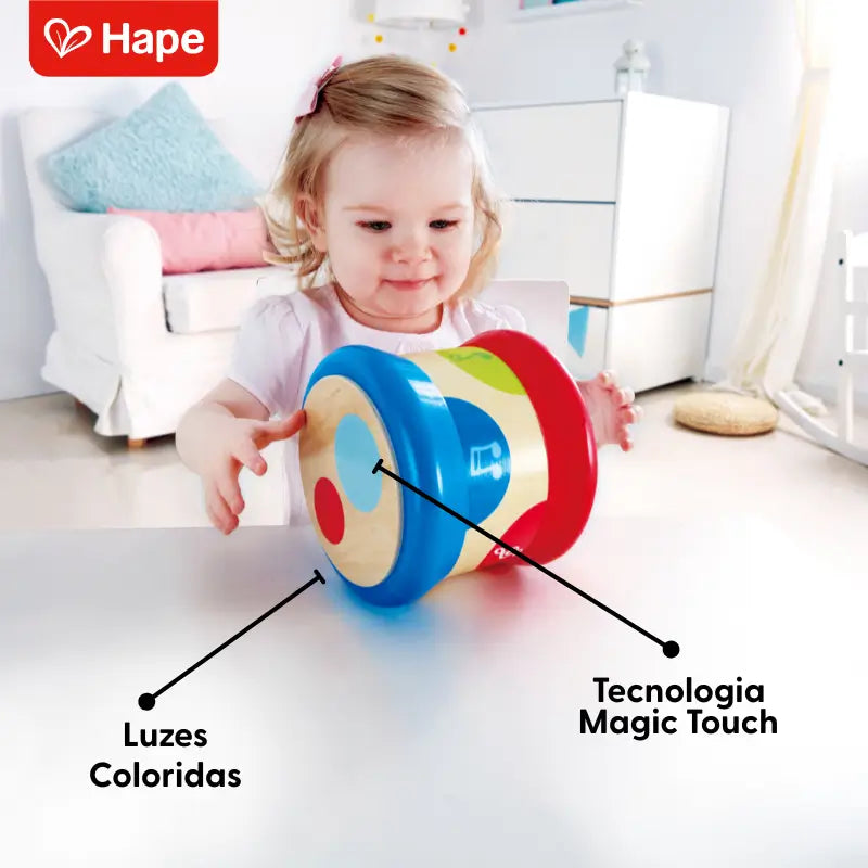 Tambor Musical Infantil de Madeira com Sons Luzes e Ritmos Guiados – Hape