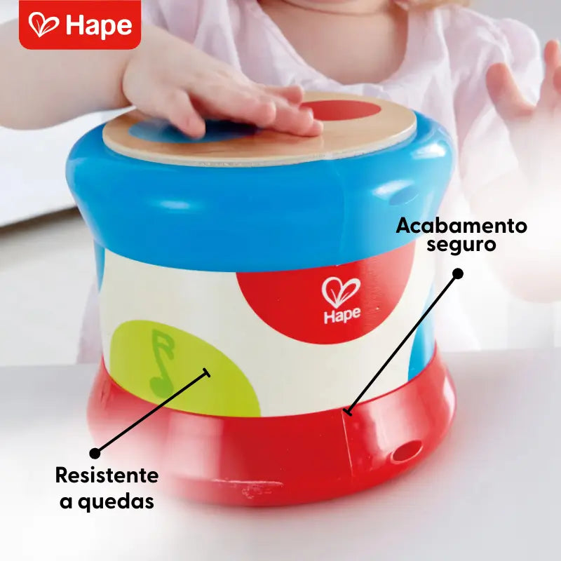 Tambor Musical Infantil de Madeira com Sons Luzes e Ritmos Guiados – Hape