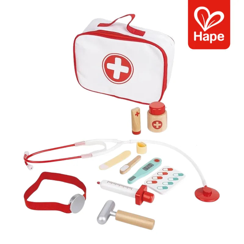 Kit Médico Maleta Portátil Infantil com Estetoscópio de Madeira | Hape