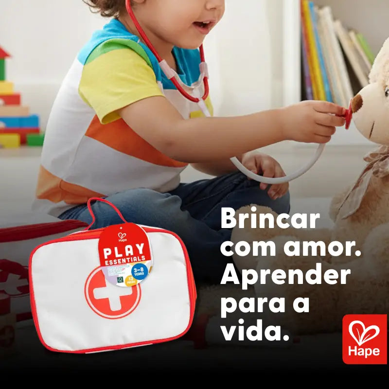 Kit Médico Maleta Portátil Infantil com Estetoscópio de Madeira | Hape