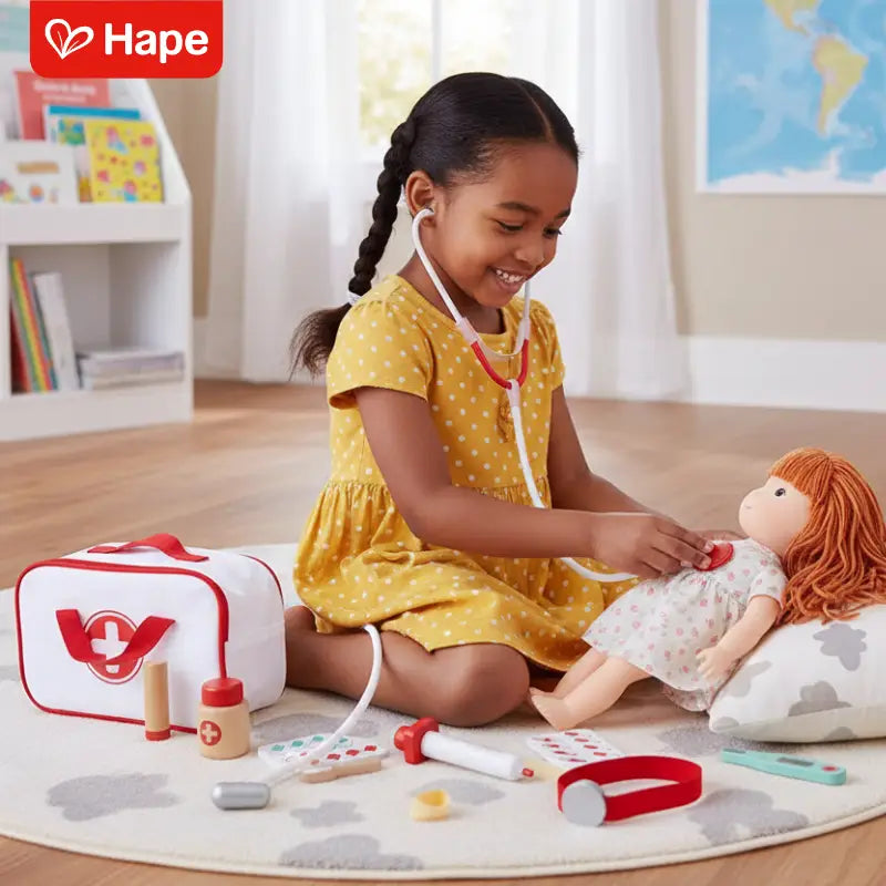 Kit Médico Maleta Portátil Infantil com Estetoscópio de Madeira | Hape