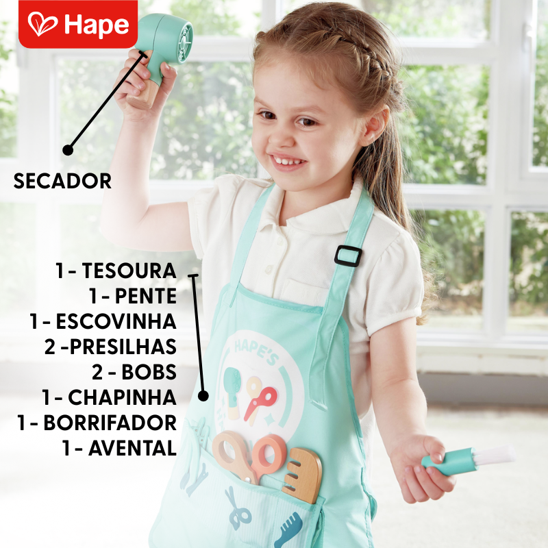 Set de Cabeleireiro Infantil de Madeira com Secador de Som | Hape