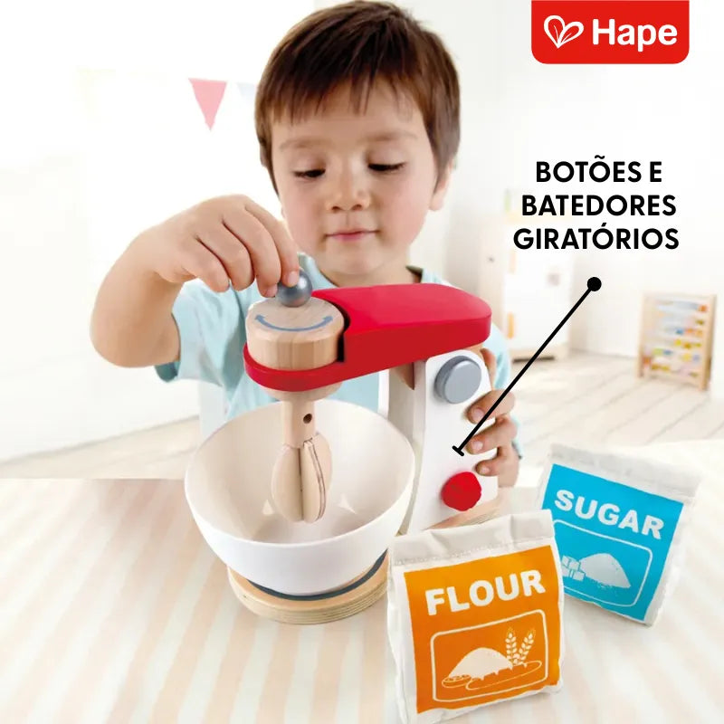 Batedeira de Madeira Funcional com Simulador de Tigela, Farinha e Açúcar | Hape