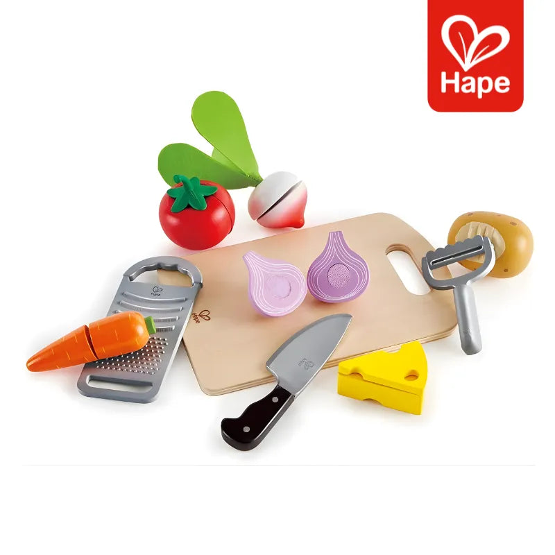 Set de Vegetais de Madeira para Cortar com Ralador e Tábua | Hape
