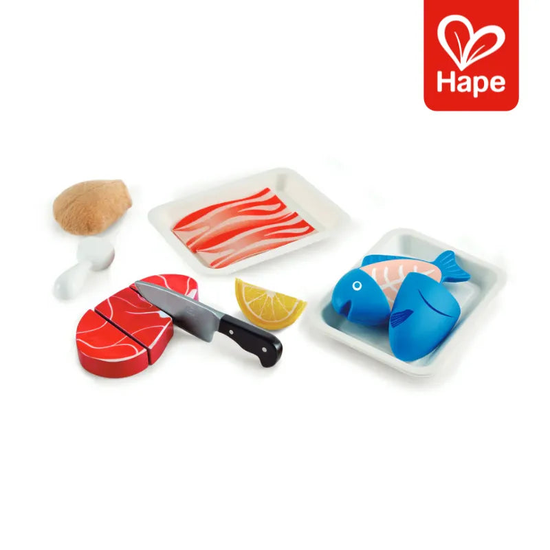 Kit Proteínas de Madeira para Cortar: Carne, Frango e Peixe | Hape