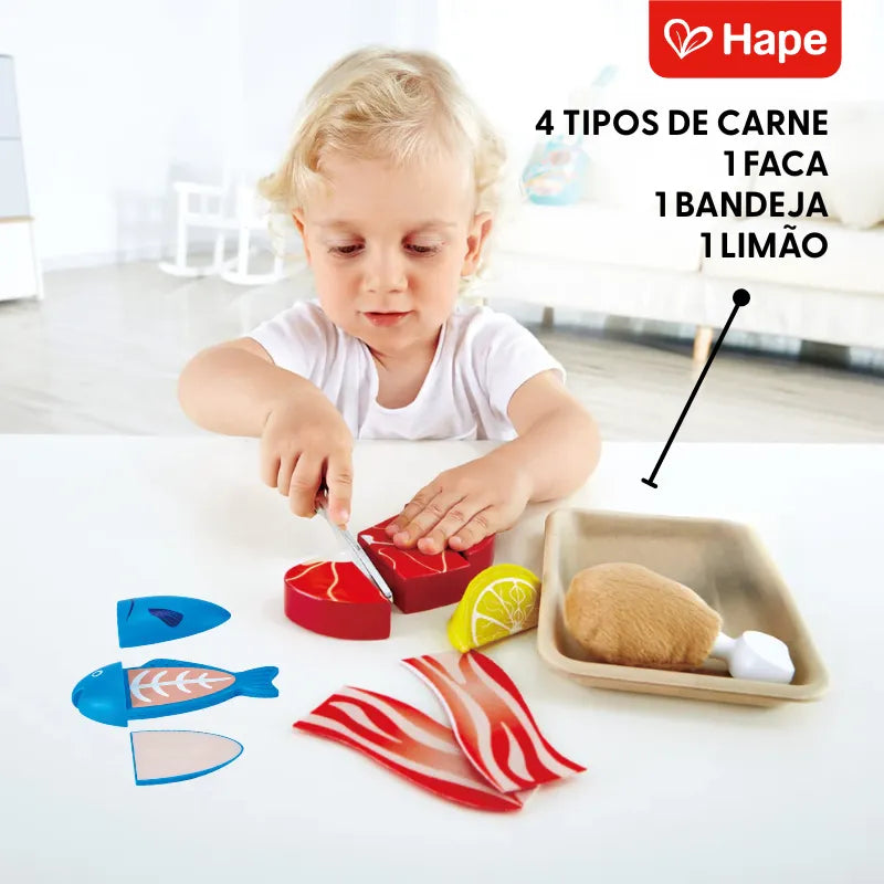 Kit Proteínas de Madeira para Cortar: Carne, Frango e Peixe | Hape