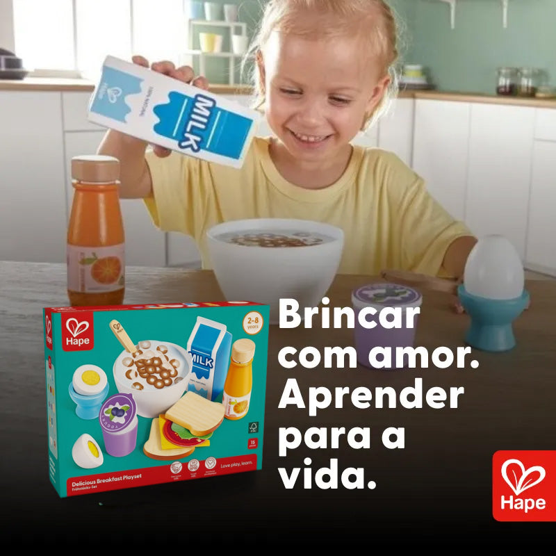 Kit Café da Manhã Infantil com Iogurte, Leite e Cereais para Faz de Conta | Hape