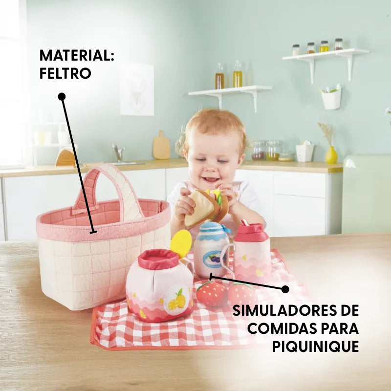 Cesta de Piquenique Infantil de Tecido com Comidinhas para Faz de Conta | Hape