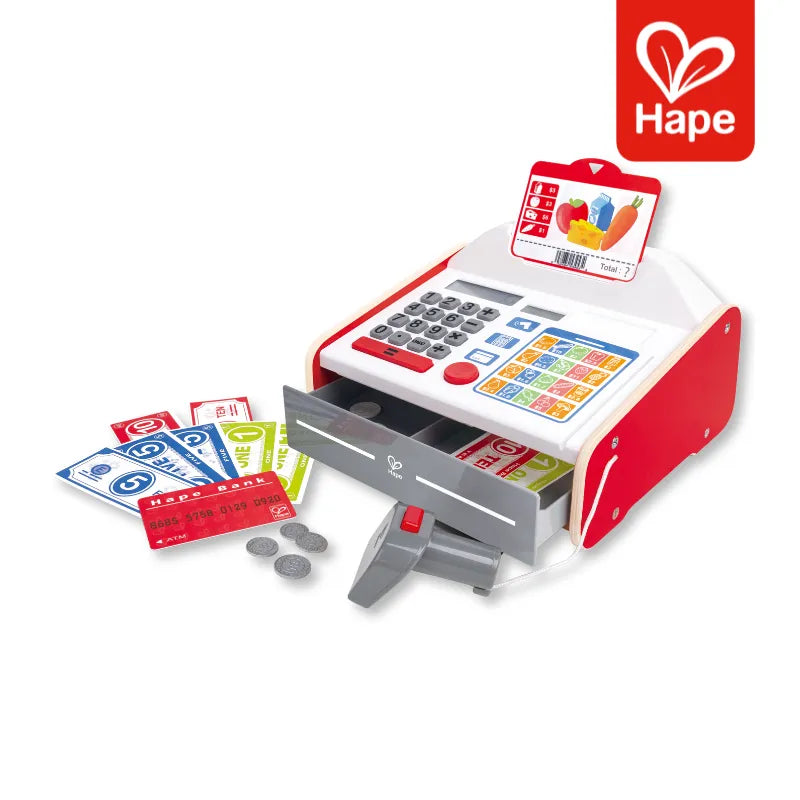 Caixa Registradora Infantil Educativa com Calculadora Solar, Scanner Luminoso e Acessórios – Hape