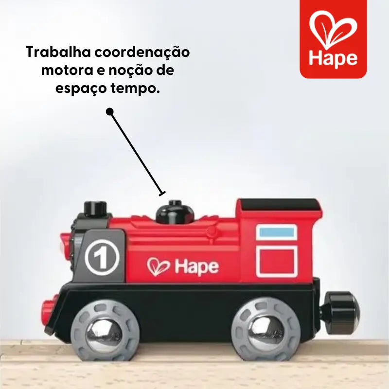 Trenzinho Infantil de Madeira com Luzes e Design Alemão Premium – Hape