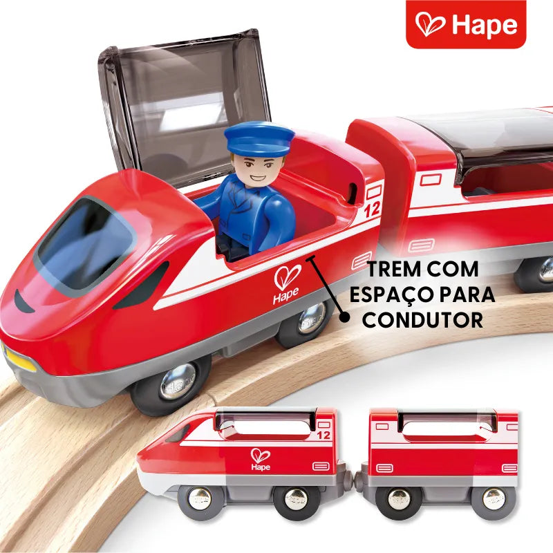 Pista de Trem de Madeira Cidade e Carga 51 Peças | HAPE