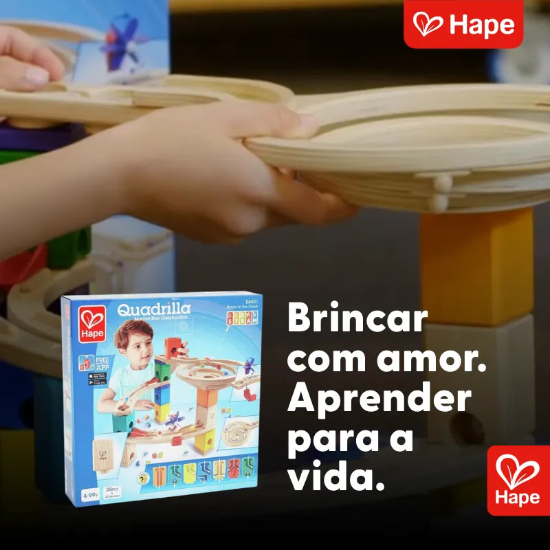 Pista de Corrida de Bolinhas de Gude de Madeira Race to the Finish 58 Peças | HAPE