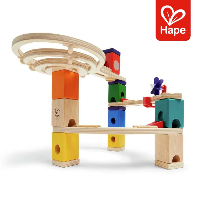 Pista de Corrida de Bolinhas de Gude de Madeira Race to the Finish 58 Peças | HAPE