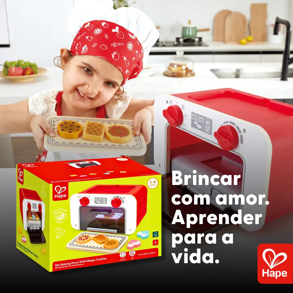 Forno Infantil Educativo de Madeira com Cookies Mágicos, Acessórios e Design Alemão – Hape