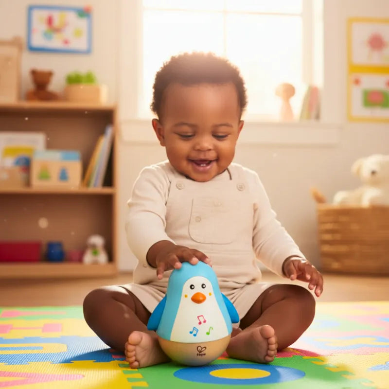 Pinguim Musical Sensorial Balançante Premium Com Movimento e Som Suave – Hape