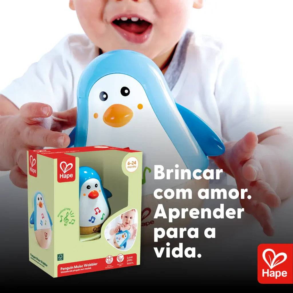 Pinguim Musical Sensorial Balançante Premium Com Movimento e Som Suave – Hape
