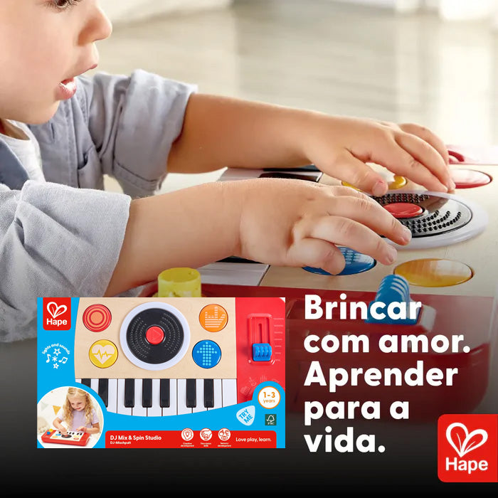 DJ Mix & Spin Studio Brinquedo Musical Infantil com Teclado, Luzes e Efeitos Especiais – Hape
