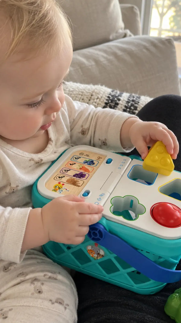Foto de cliente com a Cesta de Compras Magic Touch Hape