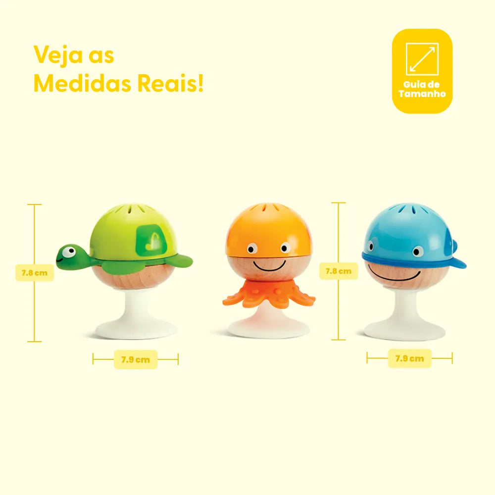 Conjunto de Chocalhos com Ventosa Hape - medidas