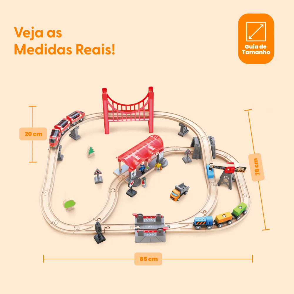 Conjunto Ferroviário Cidade Movimentada Hape - medidas