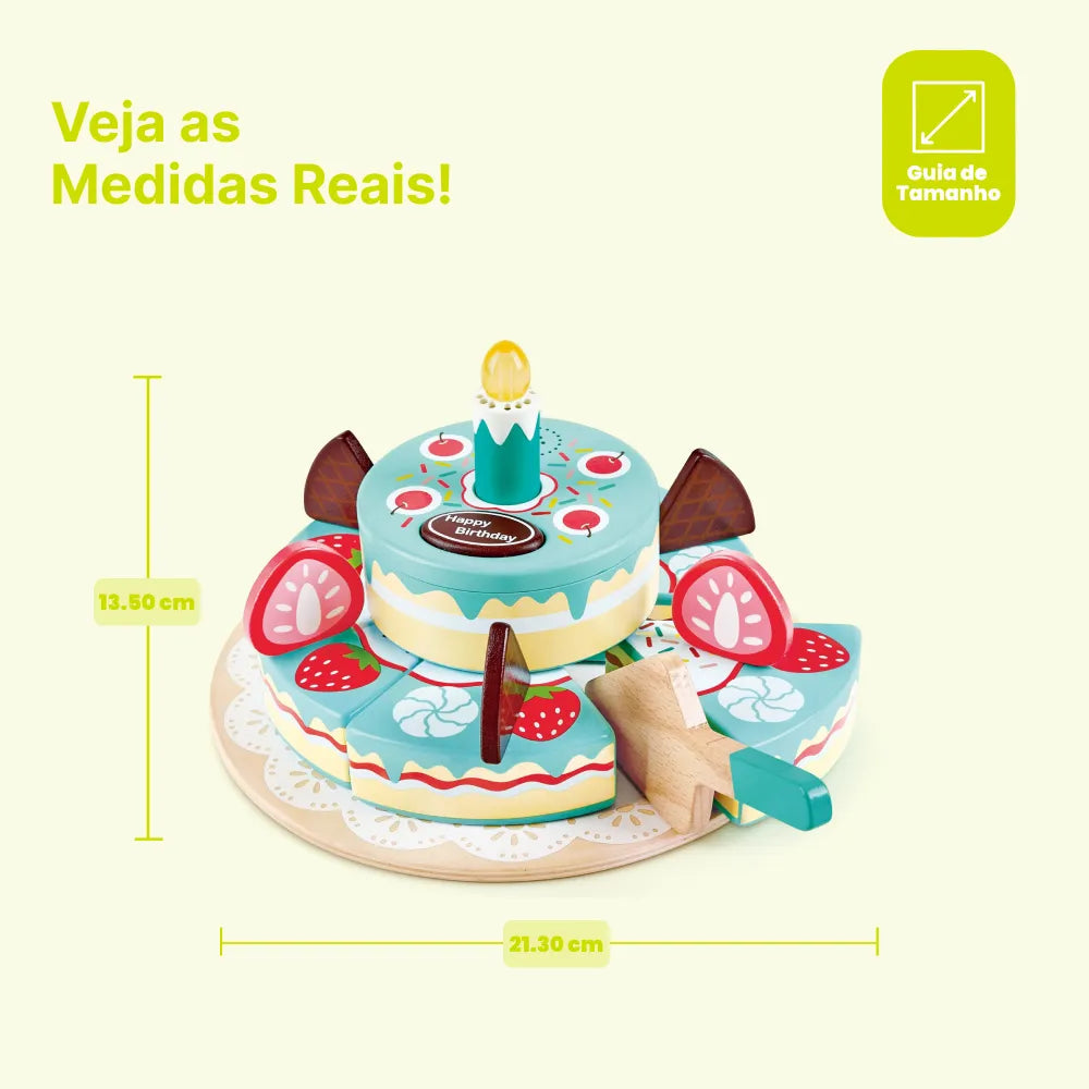 Bolo de Aniversário Interativo Hape - medidas