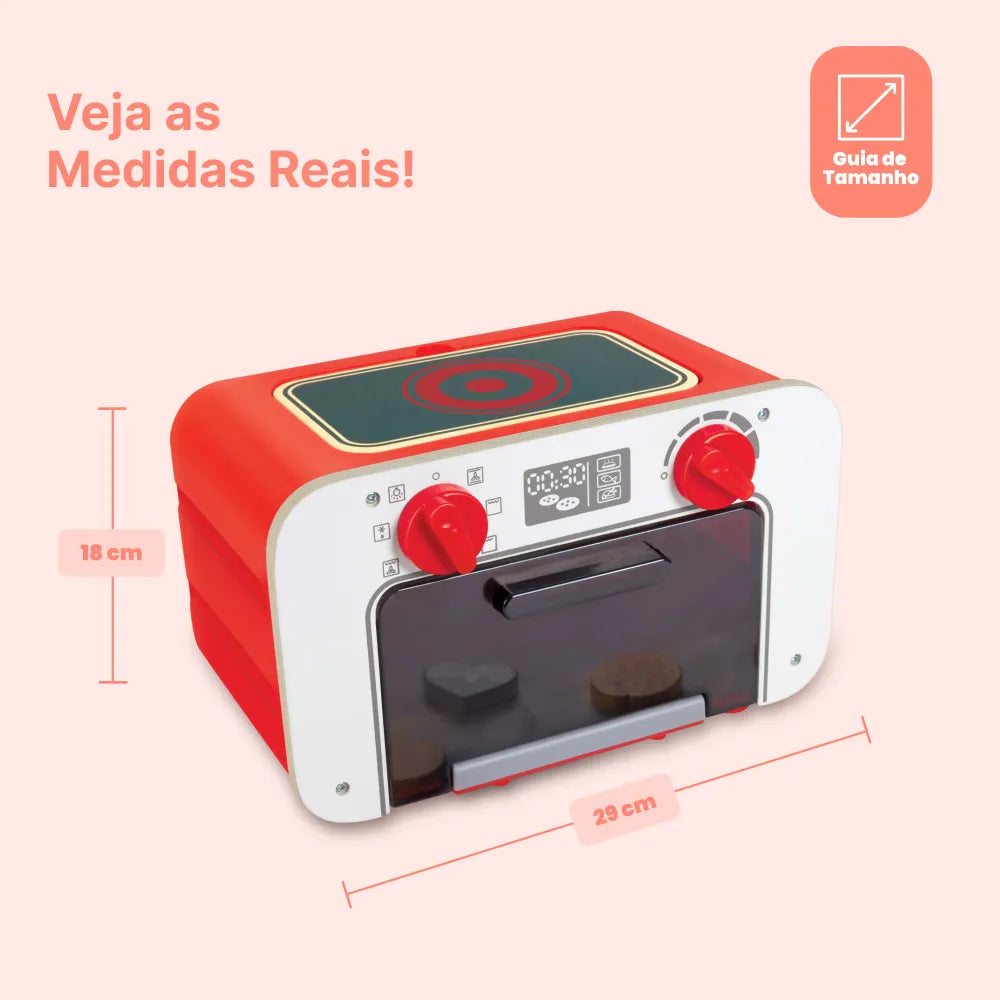 Medidas do Meu Forninho Mágico de Biscoitos Hape: 29 x 17,5 x 18 cm