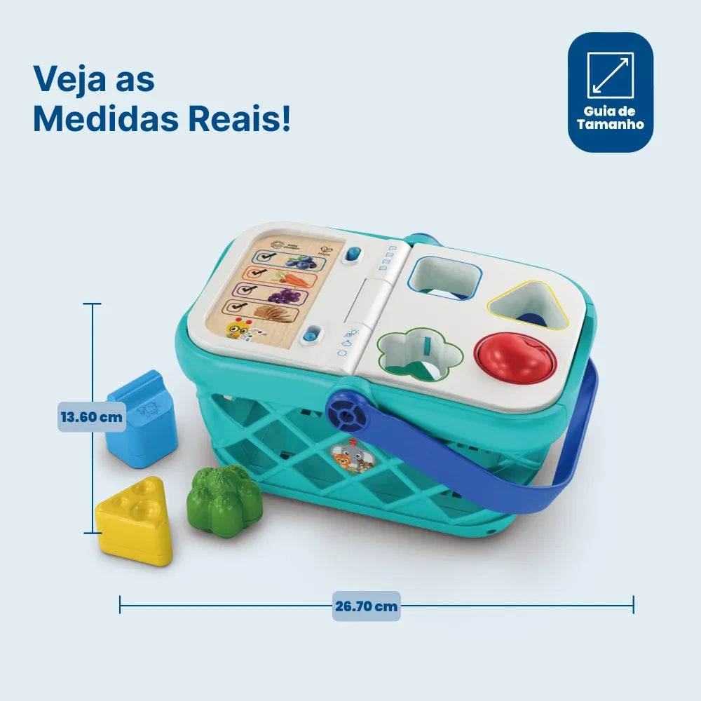 Medidas da Cesta de Compras Magic Touch Hape: 26,7 x 20 x 13,6 cm