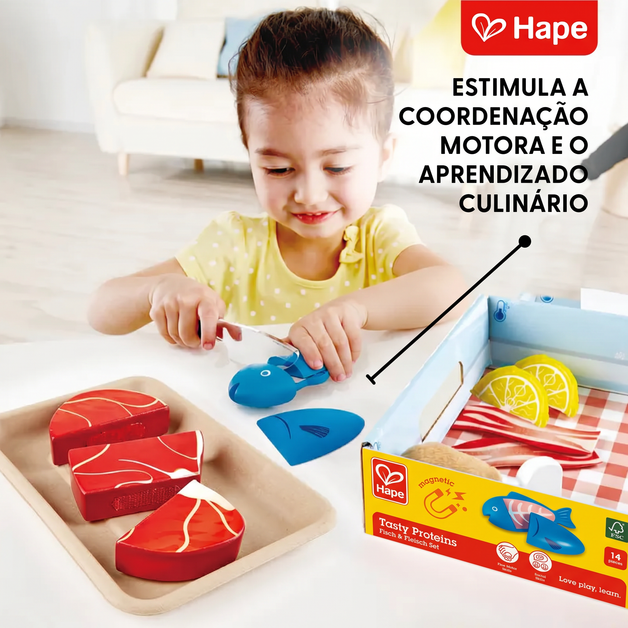 Kit Proteínas de Madeira para Cortar: Carne, Frango e Peixe | Hape