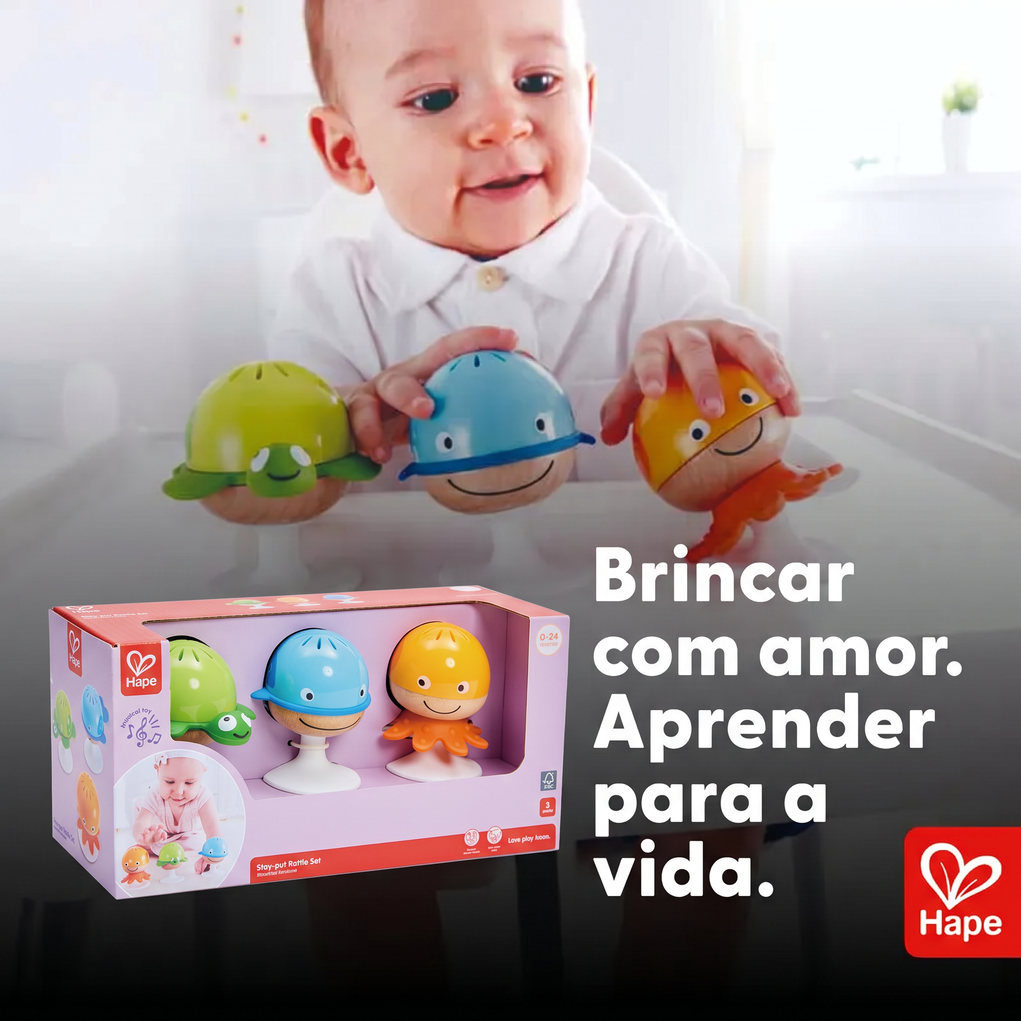 Conjunto de Chocalhos com Ventosa para Cadeirão e Mesa | HAPE