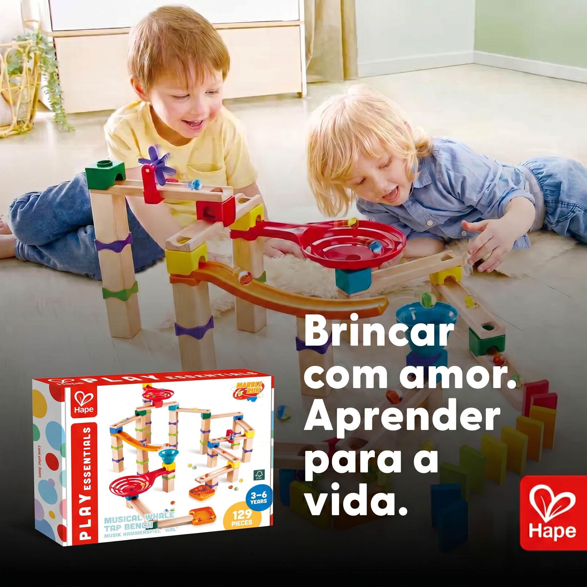 Pista de Obstáculos e Manobras para Bolinhas de Gude de Madeira DIY | HAPE