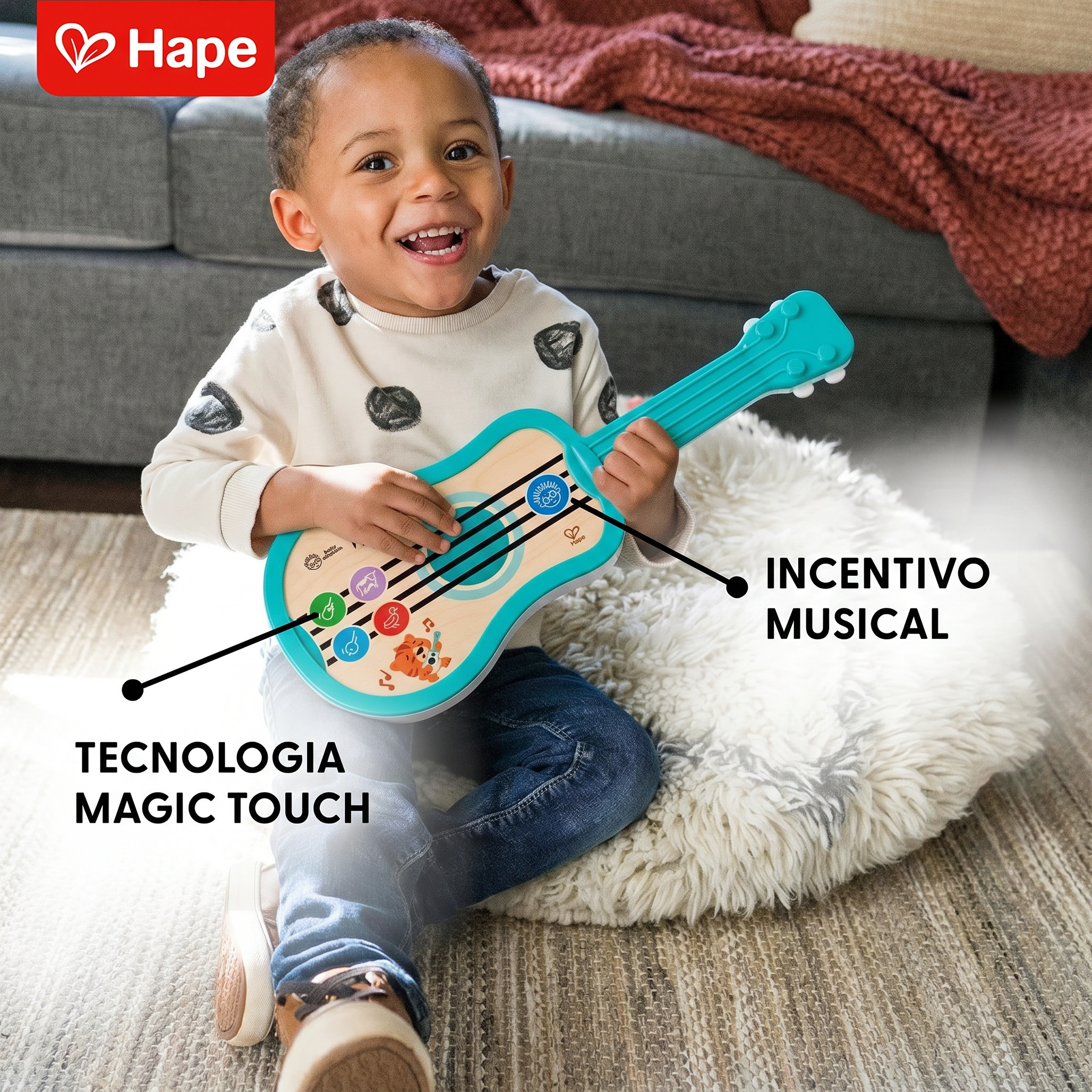 Ukulele de Madeira Magic Touch com Sons de Animais e Melodias | HAPE & Baby Einstein