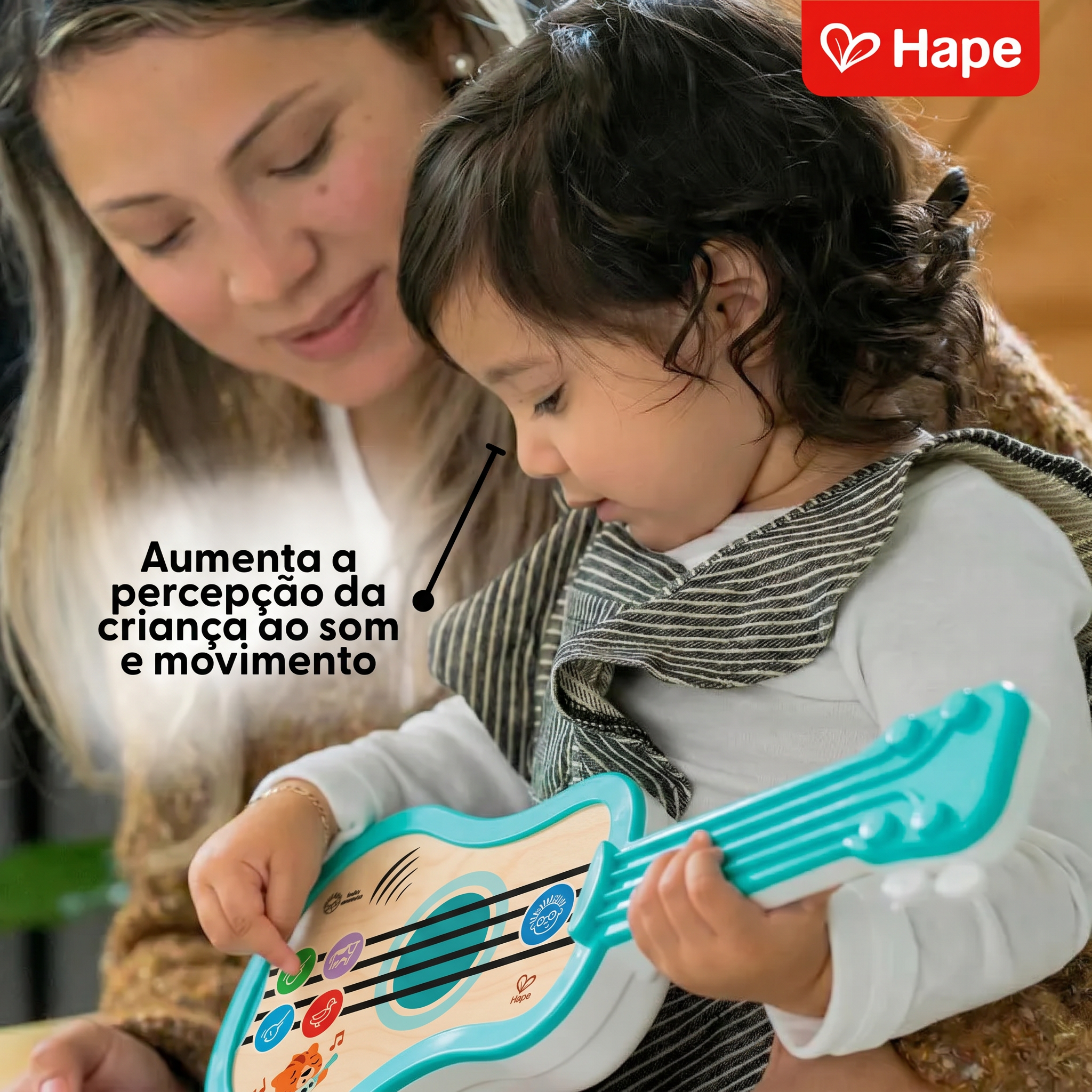 Ukulele de Madeira Magic Touch com Sons de Animais e Melodias | HAPE & Baby Einstein