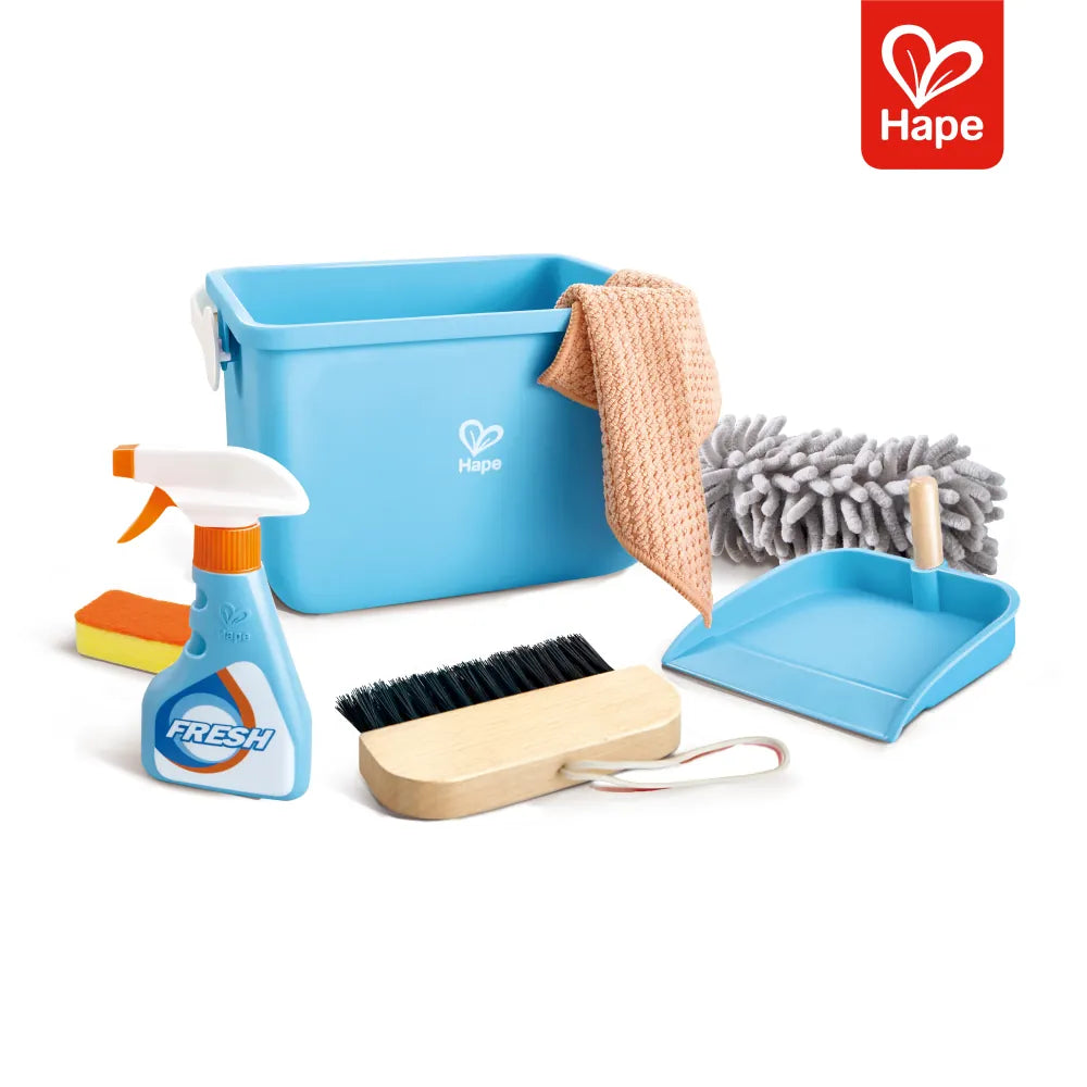 Conjunto Balde de Limpeza Hape com vassourinha, pá, esponja e borrifador