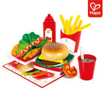 Kit Fast Food Infantil de Madeira e Feltro: Hambúrguer, Hot Dog e Batata Frita | Hape