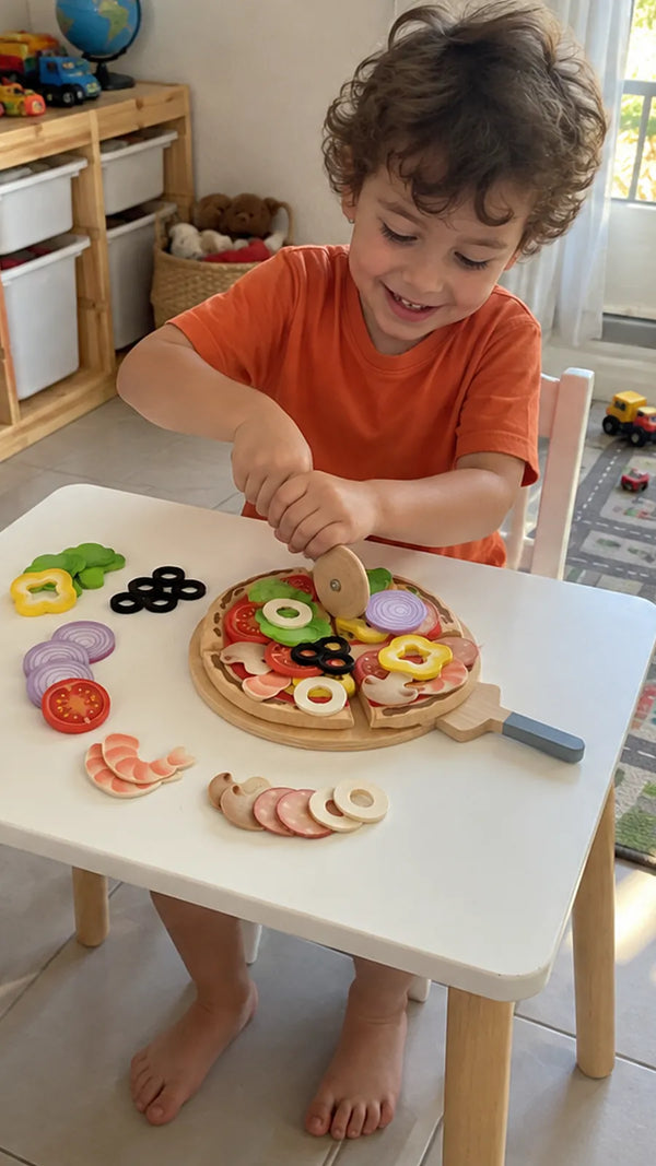 Cliente com o Conjunto de Pizza Perfeita Hape 2