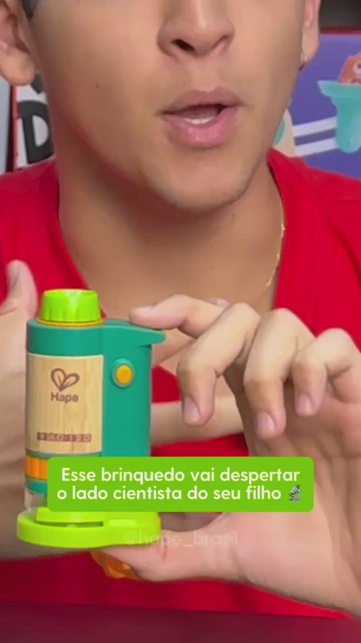 Microscópio Infantil Portátil LED 120x Hape - vídeo