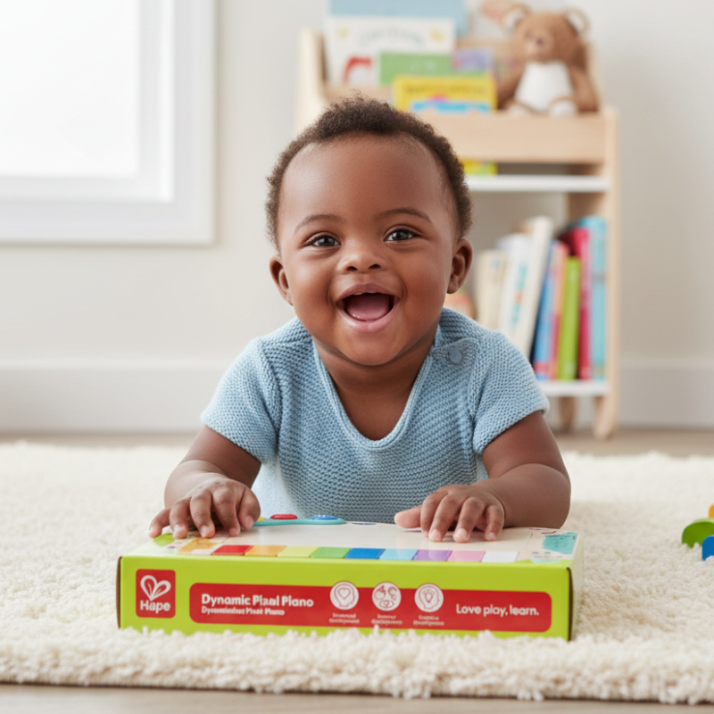 Piano de Pixels Infantil de Madeira com Sons de Animais e Luzes | Hape