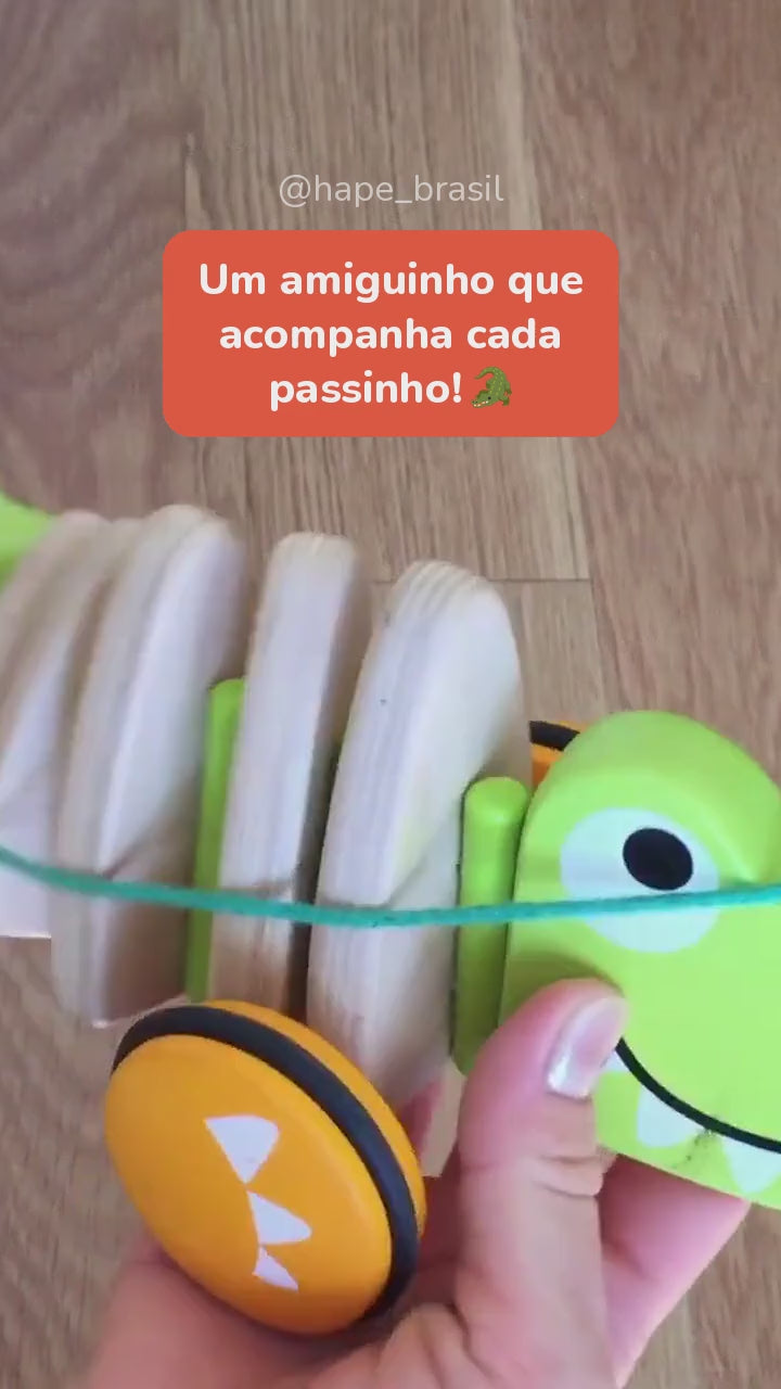 Vídeo do Crocodilo de Puxar de Madeira Hape