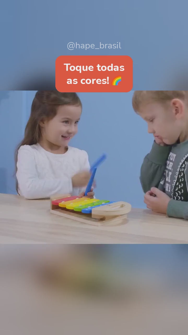 Vídeo do Xilofone Arco-Íris Infantil com Baquetas Hape