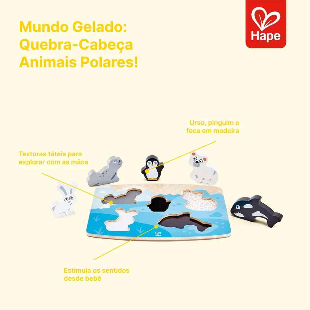 Quebra-Cabeça Tátil Animais Polares Hape, foto 9