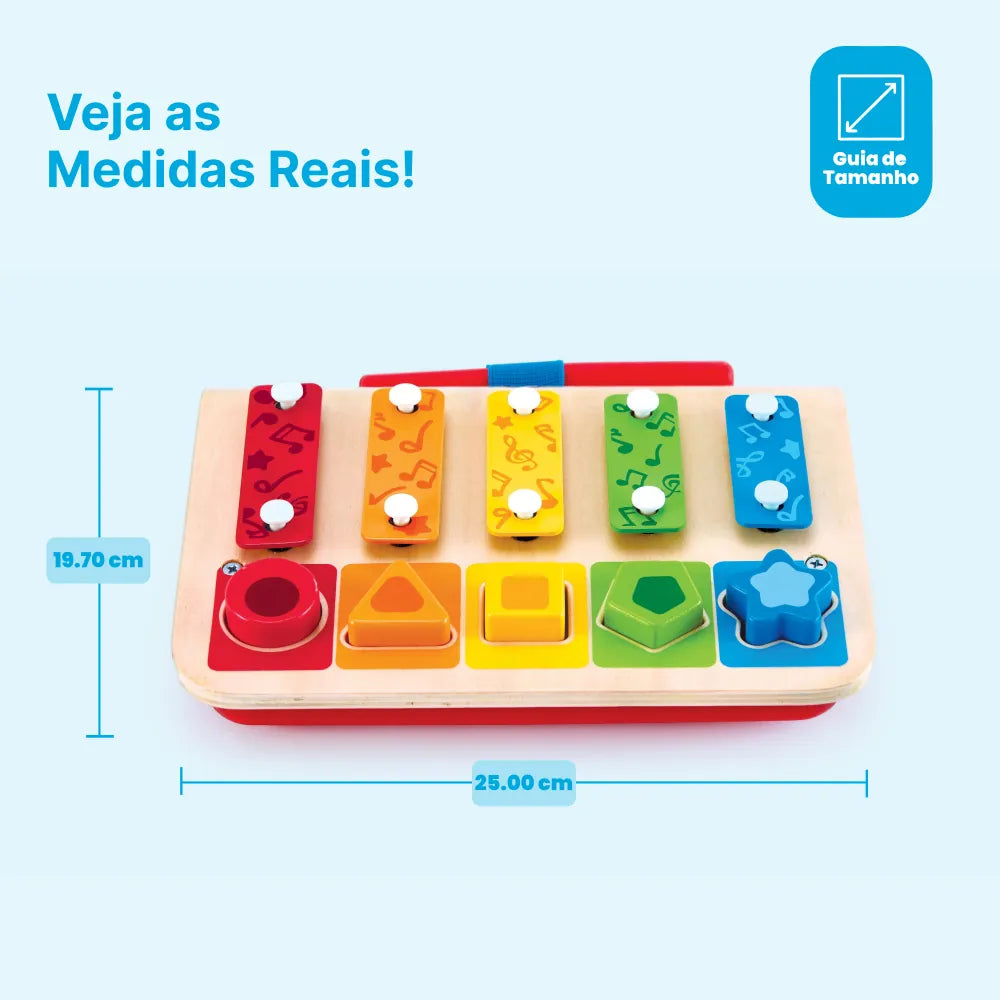 Xilofone Classificador de Formas Hape E0334 medidas